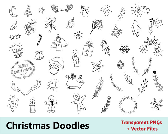 Hand Drawn Christmas Doodle Elements - Vector