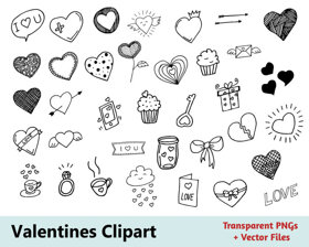 Hand Drawn Valentines Doodle Elements