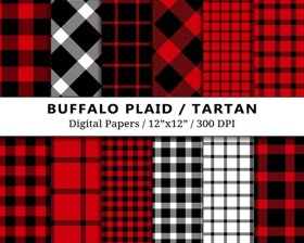 Red Buffalo Check Plaid Digital Papers