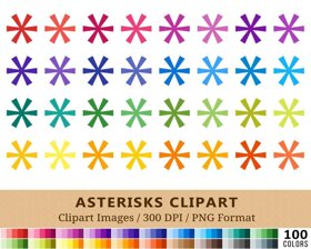 Asterisk Flower Clipart - 100 Colors