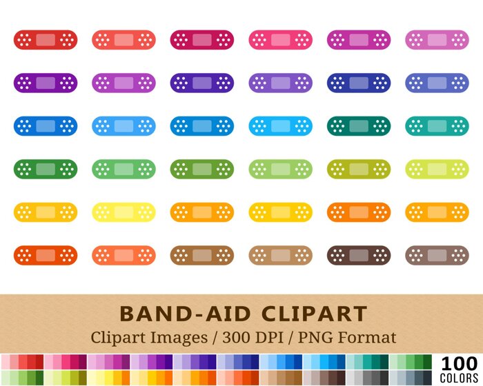 Band Aid Clipart - 100 Colors