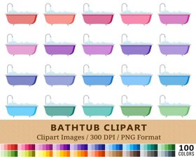 Bathtub Clipart - 100 Colors