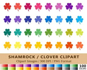 Clover Clipart - 100 Colors