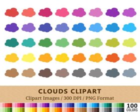 Cloud Clipart - 100 Colors