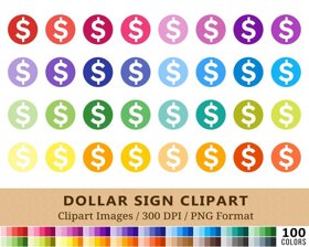 Dollar Sign Clipart - 100 Colors