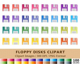 Floppy Disk Clipart - 100 Colors
