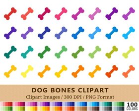 Dog Bone Clipart - 100 Colors