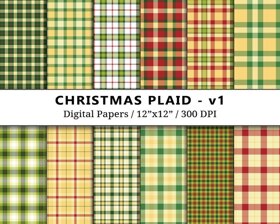 Christmas Plaid Digital Papers Pack