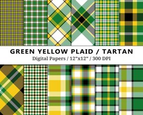 Green Yellow Tartan Digital Papers