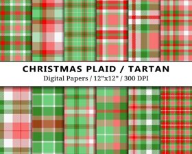 Christmas Tartan Plaid Digital Papers Pack