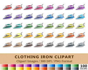 Clothing Iron Clipart - 100 Colors