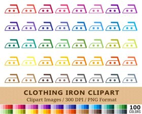 Ironing Laundry Clipart - 100 Colors