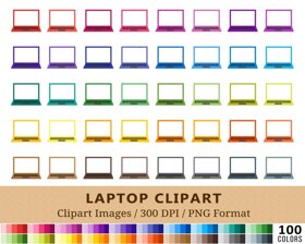 Laptop Clipart - 100 Colors