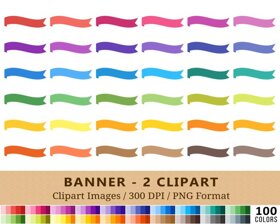 Ribbon Banner Clipart - #2 - 100 Colors