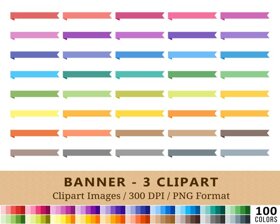 Ribbon Banner Clipart - #3 - 100 Colors