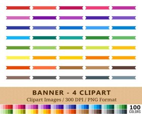 Ribbon Banner Clipart - #4 - 100 Colors