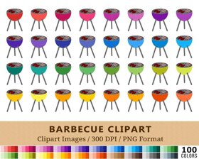 Barbecue Clipart - 100 Colors