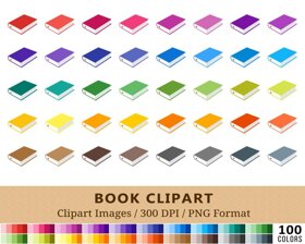 Book Clipart - 100 Colors