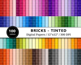 Tinted Bricks Digital Paper - 100 Colors