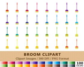 Broom Clipart - 100 Colors