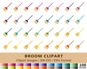 Broomstick Clipart - 100 Colors