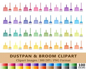 Dustpan Broom Clipart - 100 Colors