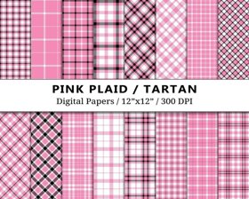 Pink Plaid Digital Papers