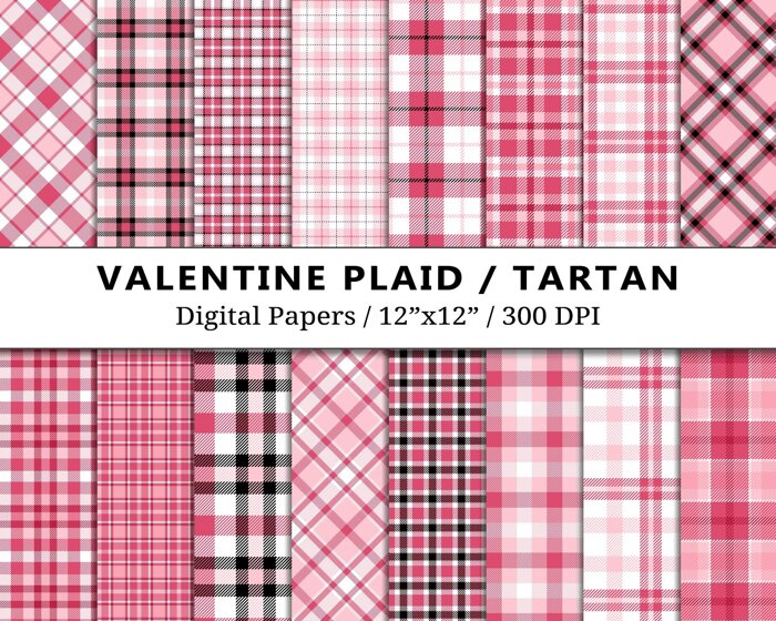 Be My Valentine Plaid Digital Papers