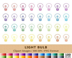 Light Bulb Clipart - 100 Colors