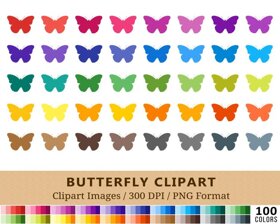 Butterfly Clipart - 100 Colors