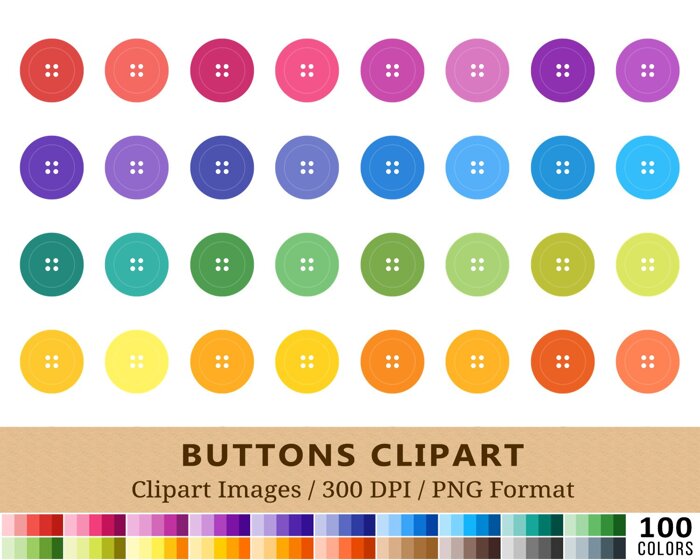 Button Clipart - 100 Colors