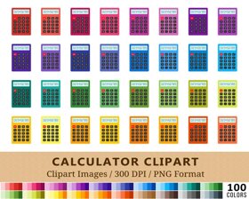 Calculator Clipart - 100 Colors
