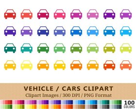 Car Clipart - 100 Colors