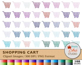 Shopping Cart Clipart - 100 Colors