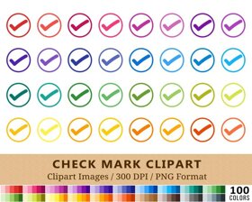Checkmark Outline Clipart - 100 Colors