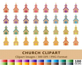 Church Clipart - 100 Colors