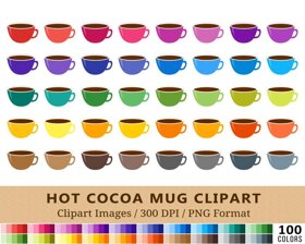 Winter Hot Cocoa Drinks Clipart - 100 Colors