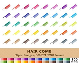 Hair Comb Clipart - 100 Colors
