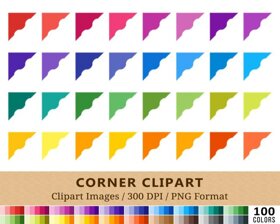 Corner Tag Clipart - 100 Colors