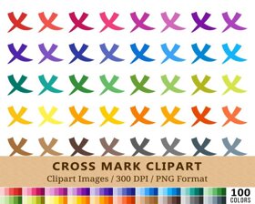X Mark Clipart - 100 Colors