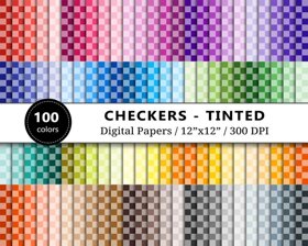 Tinted Checkered Digital Paper - 100 Colors