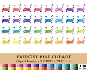 Exercise Bike Clipart - 100 Colors
