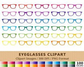 Eyeglasses Clipart - 100 Colors
