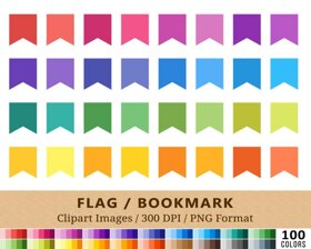 Flag Ribbons Clipart - 100 Colors