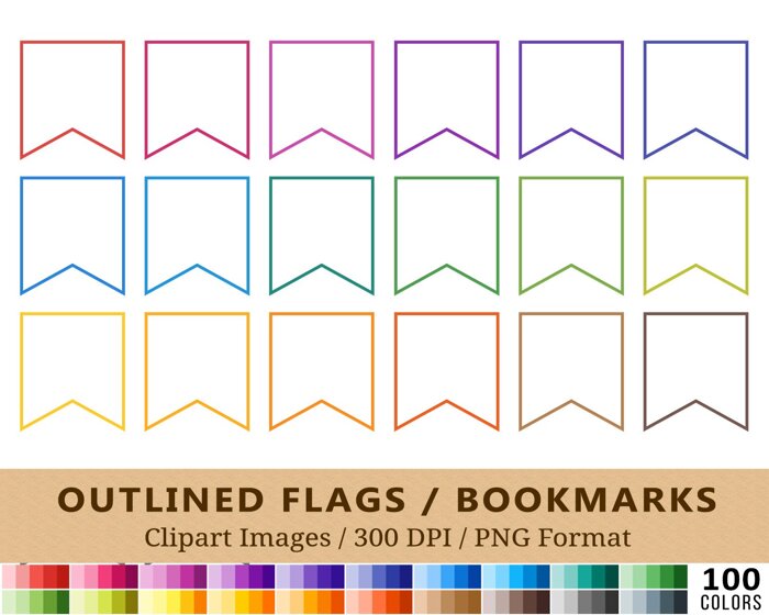 Flag Outline Clipart - 100 Colors