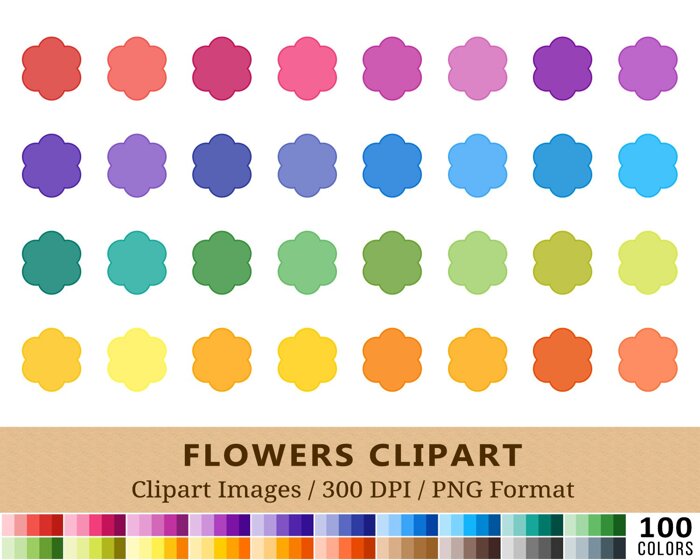 Flower Clipart - 100 Colors