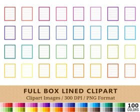 Lined Full Box Clipart - 100 Colors