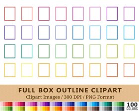 Outlined Full Box Clipart - 100 Colors