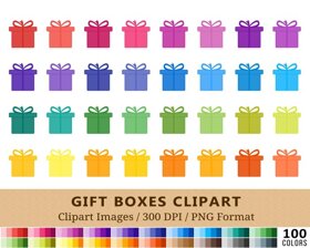 Gift Pack Clipart - 100 Colors