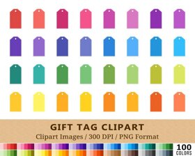Gift Tag Clipart - 100 Colors